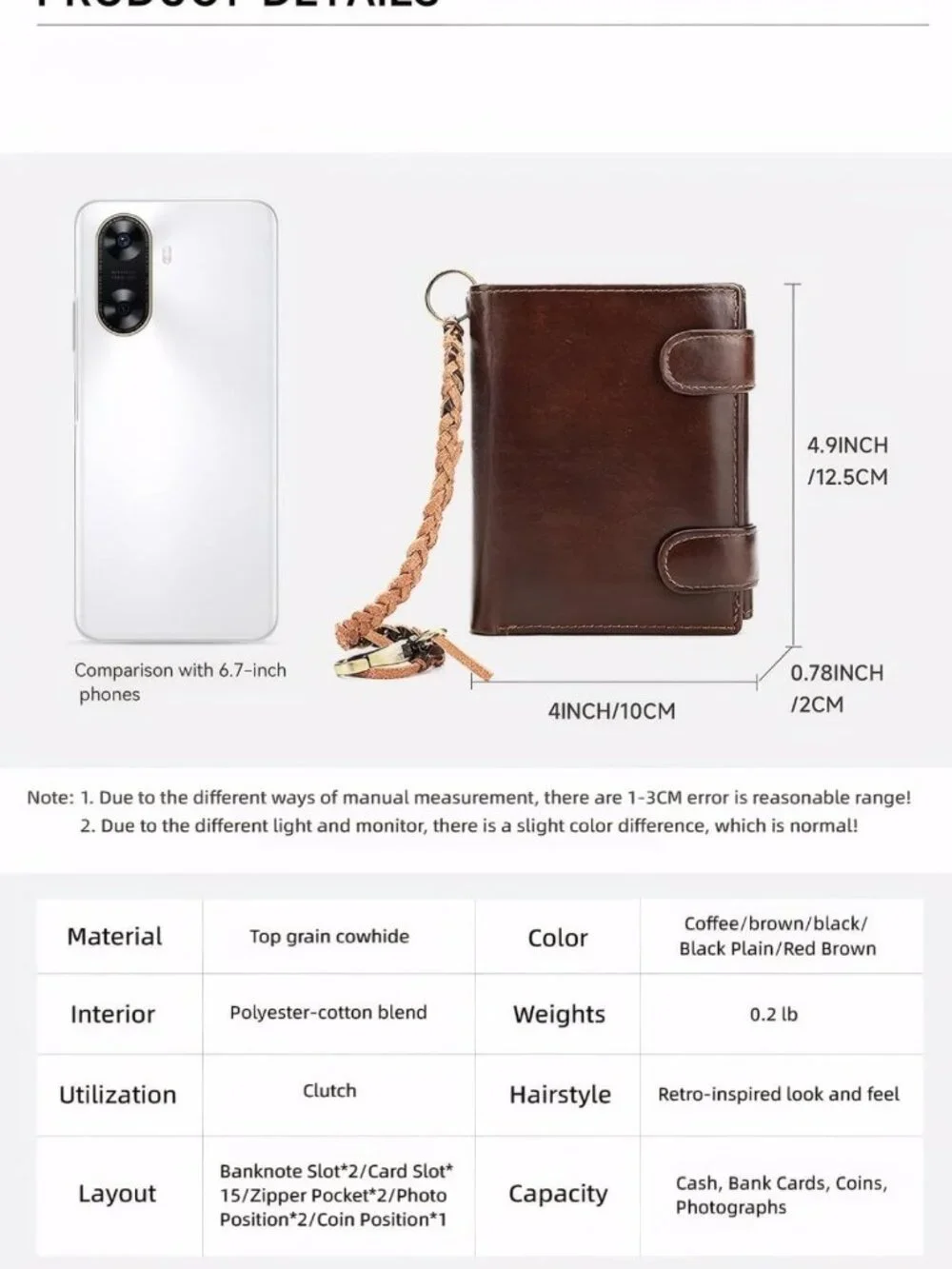 Men's RFID Blocking Leather Trifold Wallet - Coffee Color, 15 Card Slots, Coin